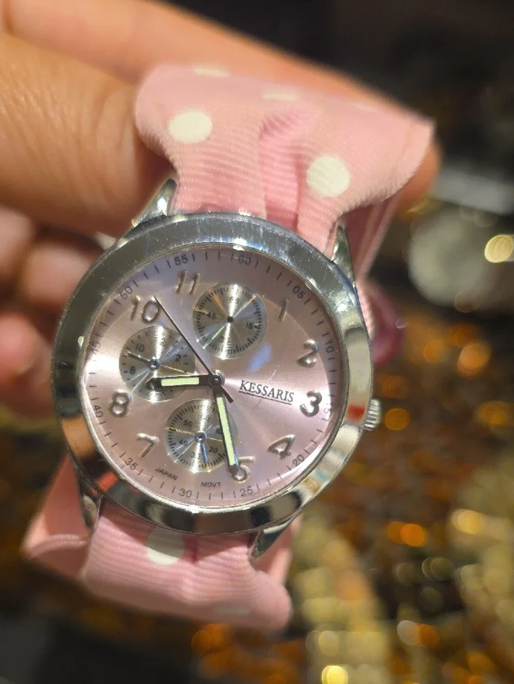 Kessaris Pink Polka Dot Kids Watch